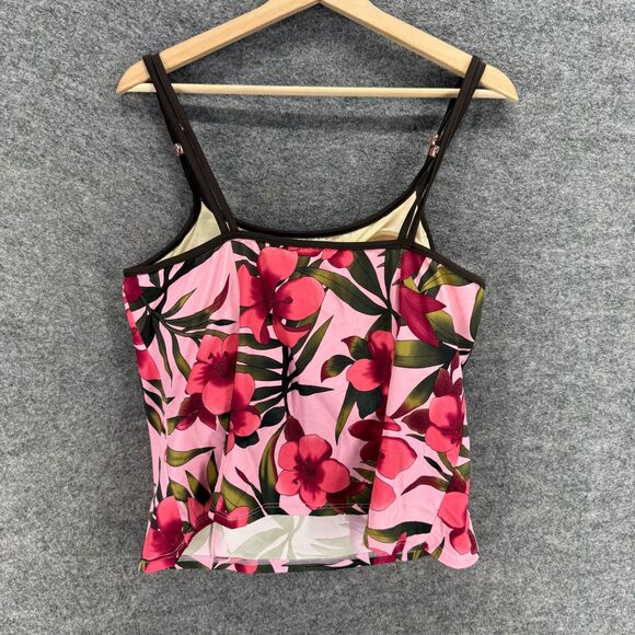 Croft & Barrow Tankini Top Women 18W Plus Pink Floral Sleeveless Push Up Lined - Picture 2 of 7